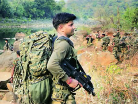 A trooper of the Commando Battalions for Resolute Action or CoBRA in a Naxal stronghold in Chhattisgarh